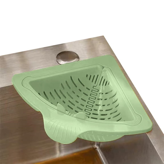 Magnetic Sink Drain Basket, Triangular Drain Basket, Kitchen Sink Filter Basket, Punch-Free Installation, No Tools Needed, for Draining & Storage, Punch-Free Green