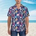 thumbnail image 2 of Balery cool Skull colorful Camisas hawaianas de manga corta para hombre, camisas playeras de corte holgado, camisas de vacaciones con botones,Small, 2 of 7