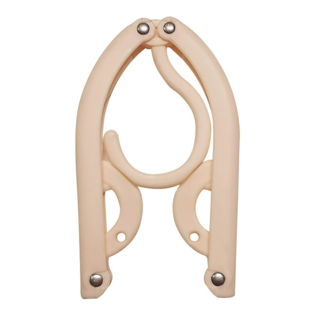 WLOELOEW Multi Functional Folding Clothes Hanger For Adults Kids Portable Storage Seamless Clothes Rack Plastic Household Organizer Beige Beige