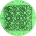 thumbnail image 1 of Ahgly Company Indoor Round Oriental Emerald Green Modern Area Rugs, 7' Round, 1 of 4
