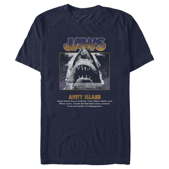 Men's Jaws Blue and Yellow Poster  Graphic T-Shirt
