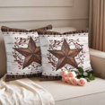 thumbnail image 2 of Texas Star Vintage Outdoor Waterproof Pillow Covers, Red Berry Retro Art Brown White Wooden Decorative Square Throw Pillowcase Sofa Cushion Sham for Patio/Couch/Chair, 16"x16" 2 Pack, 2 of 8