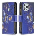thumbnail image 2 of Wallet Case for iPhone 13 Mini, PU Leather Flip Folio Magnetic Closure Slim Shell Dual Layer Heavy Duty Protective Bumper Card Holder Wrist Strap for Apple iPhone 13 Mini,Blue Butterfly, 2 of 7