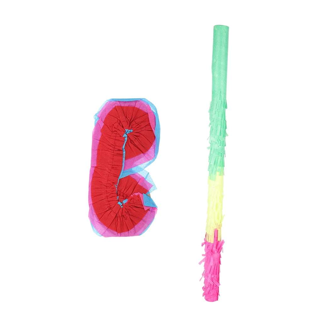 OHOIOLLA 1Set Lightweight Pinata Stick with Multicolor Paper for Fun Party and Blindfold Set
