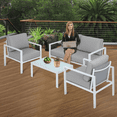 thumbnail image 4 of MoNiBloom Outdoor Patio Furniture Set, 4 Piece Conversation Set with Coffee Table, Metal Furniture Set for Porch Backyard Garden, Gray, 4 of 10