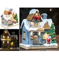 thumbnail image 3 of Adornos navideños, regalos navideños, casita navideña decorada con Papá Noel, iluminación LED, funciona con pilas ER, 3 of 5