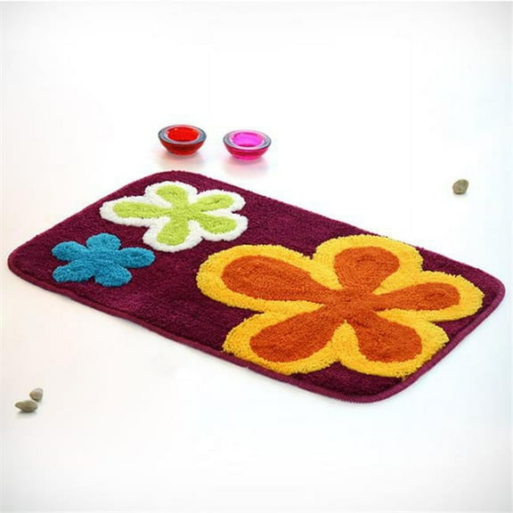 DA6774-3 Dancing Flowers - Violet Red Kids Room Rugs 19.7 by 31.5 inches