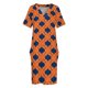 thumbnail image 4 of Vestido de fiesta elegante con bolsillos sueltos y estampado de trébol naranja y azul marino 2025 para mujer, 4 of 7