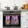 thumbnail image 4 of Yayeee 2 Pack Hand Towels for Bathroom 100% Cotton 16" x 28" Soft Absorbent Kitchen Towel, Large Purple Flowers, 4 of 7