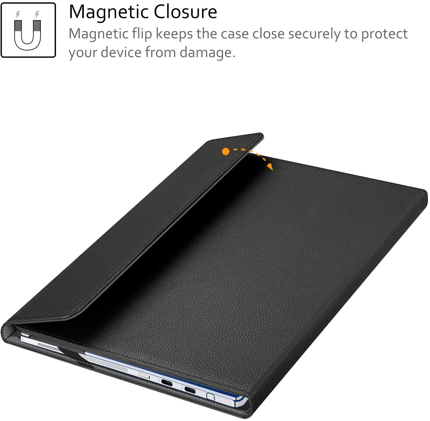 Sleeve Case for 13.3" Samsung Galaxy Book Flex 13.3 NP930QCG / Samsung Galaxy Chromebook 13 XE930QCA - PU Leather Portfolio Book Cover, Black