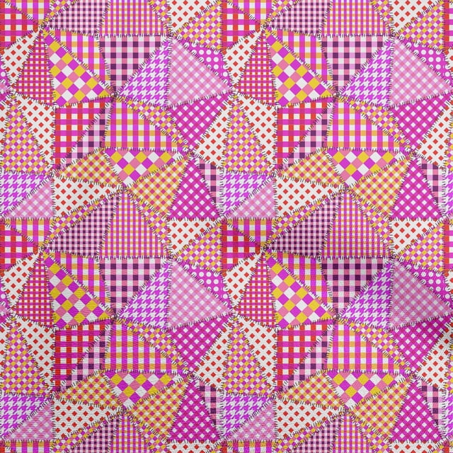 oneOone Georgette Viscose Fuschia Pink Fabric Check Patchwork Sewing Craft Projects Fabric Prints By Yard 42 Inch Wide