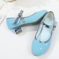 thumbnail image 4 of Avrnliq Girls Glitter Mary Jane Princess Shoes Low Block Heel Moon Star Charm Sparkle Dress Shoes for Wedding Party Birthday Cosplay Blue,Size 38, 4 of 9