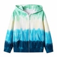 thumbnail image 2 of Spazoro Girls Full Zip Hoodie with Pockets, Stretchy Long Sleeve Hooded Tie Dye Lightweight Casual Sweatshirt Jacket Blue Size 7-8, 2 of 6