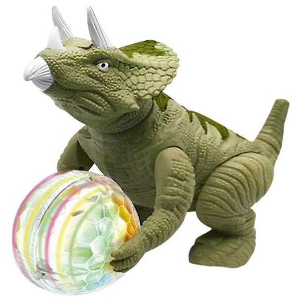 Electrónico para Caminar con Luz Articuciones Móviles con Sonido, Eléctrico para Niños con Patas Móviles para Caminar Co Triceratops CUTICAT Dinosaurio RC