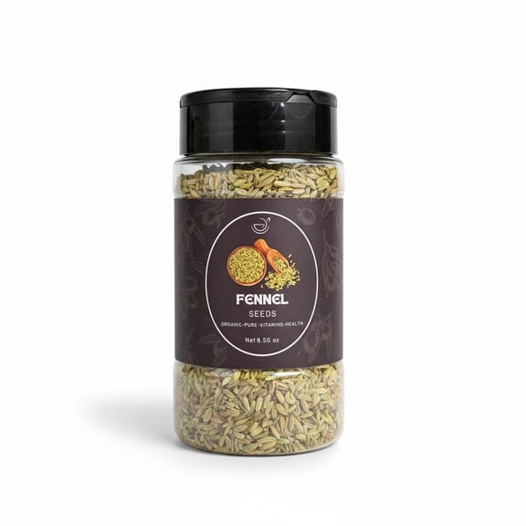 Zestiq Foods Fennel Seeds Jar (6.5 oz) – Whole Aromatic Fennel for Cooking, Baking & Seasoning