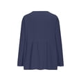 thumbnail image 5 of Women V Neck Long Sleeve Button Down Shirt Loose Casual Top,Navy,2XL, 5 of 5