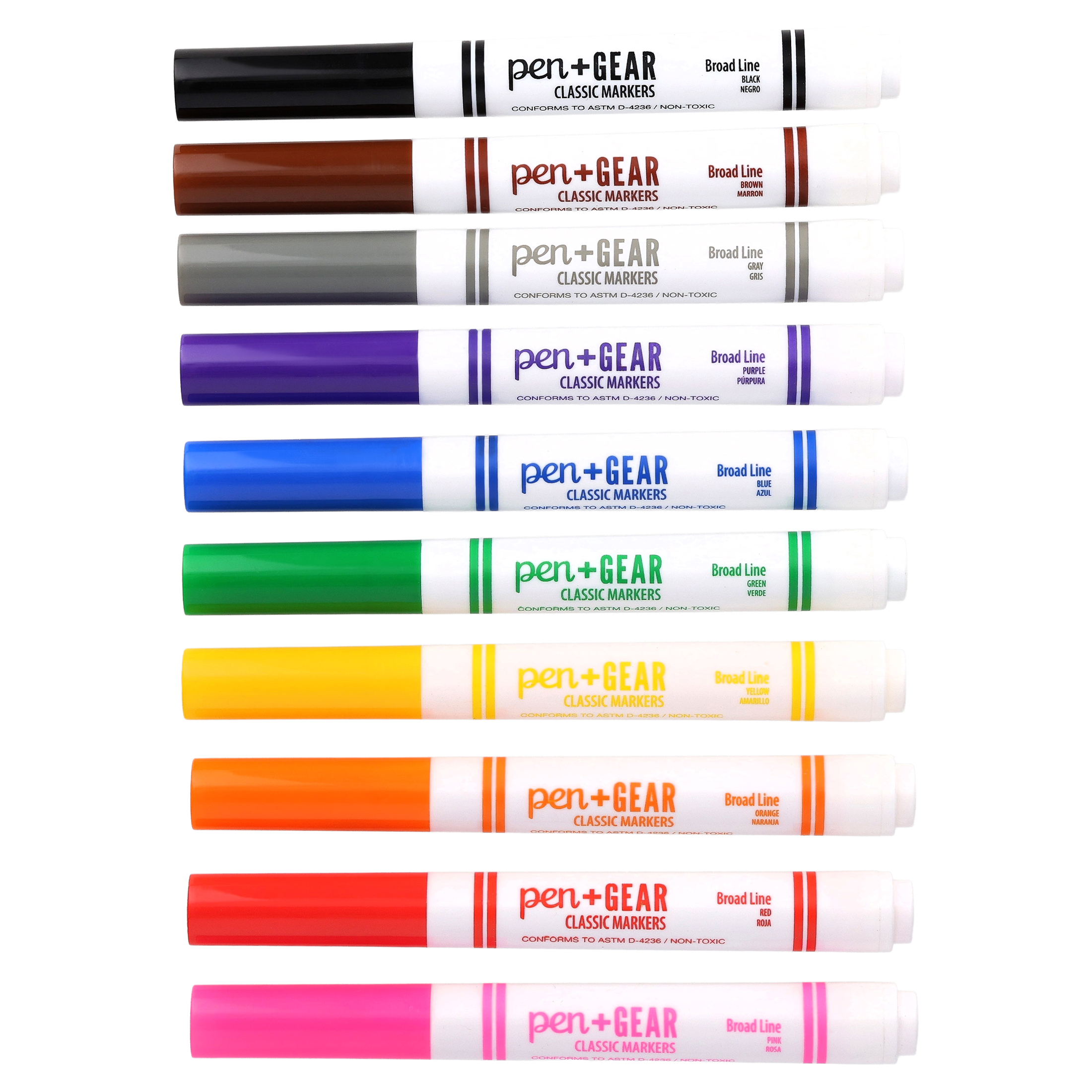 Marcadores clásicos Pen+Gear, punta ancha, colores surtidos, 10 piezas 3