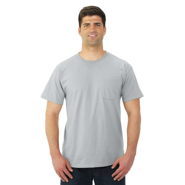 Jerzees Mens DRI-POWER Active Short Sleeve Pocket Crew T-Shirt, 3X, Ash