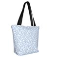 thumbnail image 2 of KLL Tote Bag for Women Gray White Floral Print Shopping Grocery Reusable Bags for Office School Shopping Travel, 2 of 6