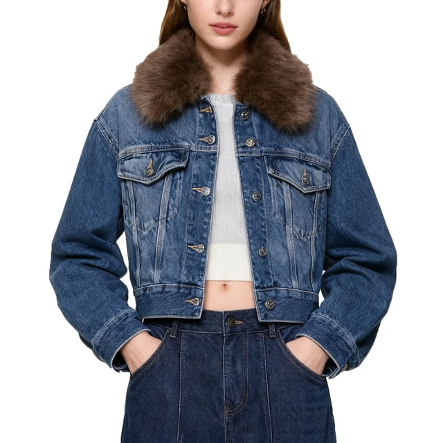 Lovzfmll Manteau d'Hiver pour Femme, Décontracté Ample à Capuche à Revers Col Rond Épais Court Bleu, m