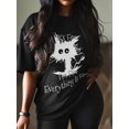 thumbnail image 3 of Women's T-Shirt It's Fine I'm Fine Everythimg Ls Fine Cute Cartoon Short Sleeve Casual Tee Classic Crew Neck T Shirt for Women Black, 3XL, 3 of 7