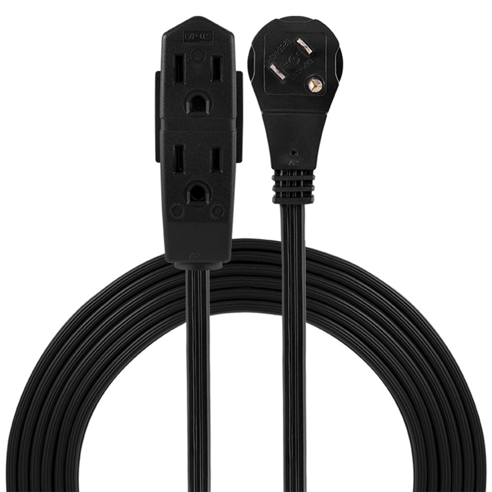 GENERAL ELECTRIC 3Outlet Extension Cord, 8 ft., Indoor, Right Angle