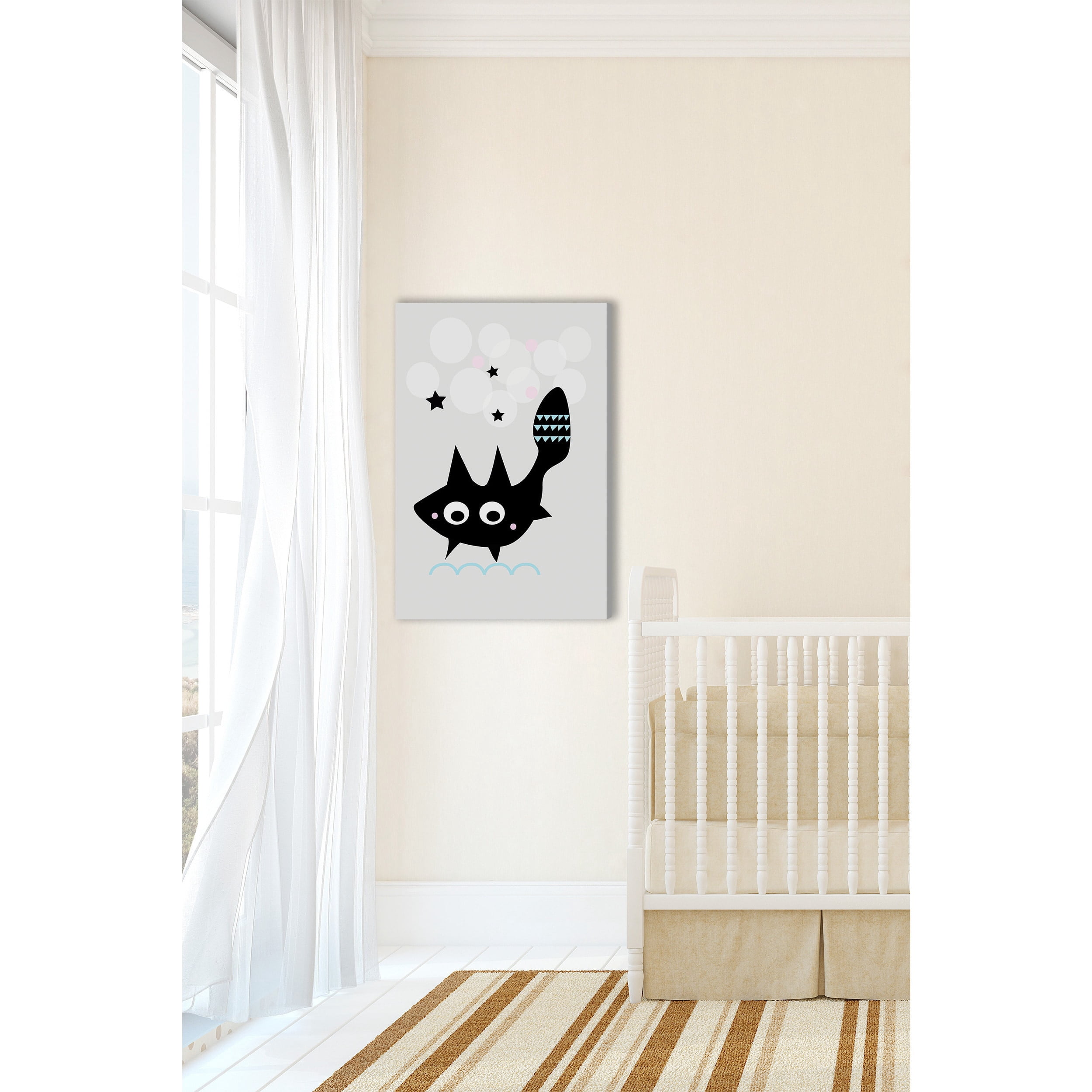 Marmont Hill "Black Star Cat" by Katarina Snygg Painting Print on Wrapped Canvas