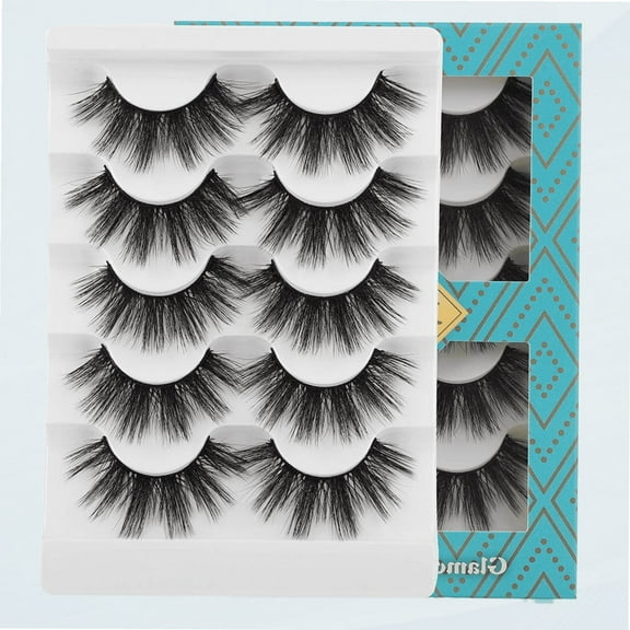 15MM False Eyelashes Fluffy Full Eyelashes 3D Faux Mink Lashes Pack 5 Pairs