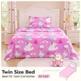 thumbnail image 3 of Joyfy Kids Twin Sheet Set Purple Unicorn - 3 Piece Soft Microfiber Bed Sheets - Deep Pocket Wrinkle Free, Cozy Toddler Bedding Set, Fade Resistant Breathable for Boys Girls Teens, 3 of 9