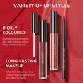 thumbnail image 5 of Juego de lápiz labial líquido mate + delineador de labios, maquillaje de esmalte de labios, brillo de labios de terciopelo rojo y negro desnudo, Kits de cosméticos de tinte de labios de larga duración, 5 of 5