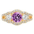 thumbnail image 3 of 2.16 ct Round Cut Simulated Alexandrite 3 Stone 18K Yellow Gold Womens Engagement Ring, 3 of 4