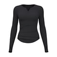 thumbnail image 6 of LNWUY Workout Tops for Women Long Sleeve Sun Shirt Front Pleated Protection Running Hiking Clothes Quick Dry Athletic Tops Black XL, 6 of 6