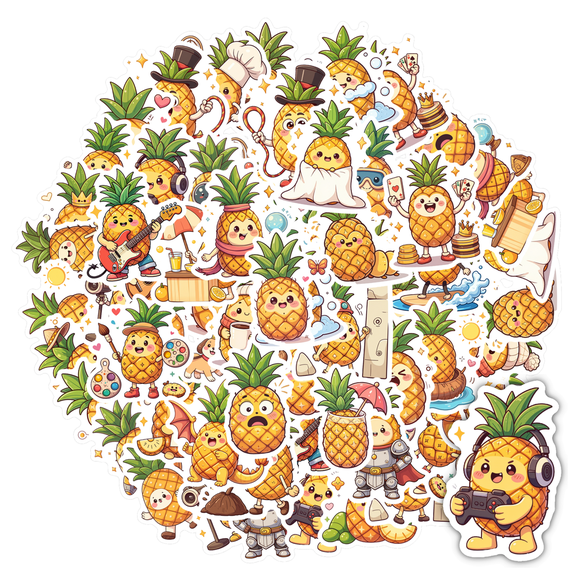 Adorable Pineapple Stationery Stickers Fun Kids Stickers Toy Animal Stickers for Phone Luggage Laptop
