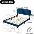 thumbnail image 2 of Intexca Queen Size Velvet Bed Frame, Adjustable Headboard, Wood Slats (Blue), 2 of 5