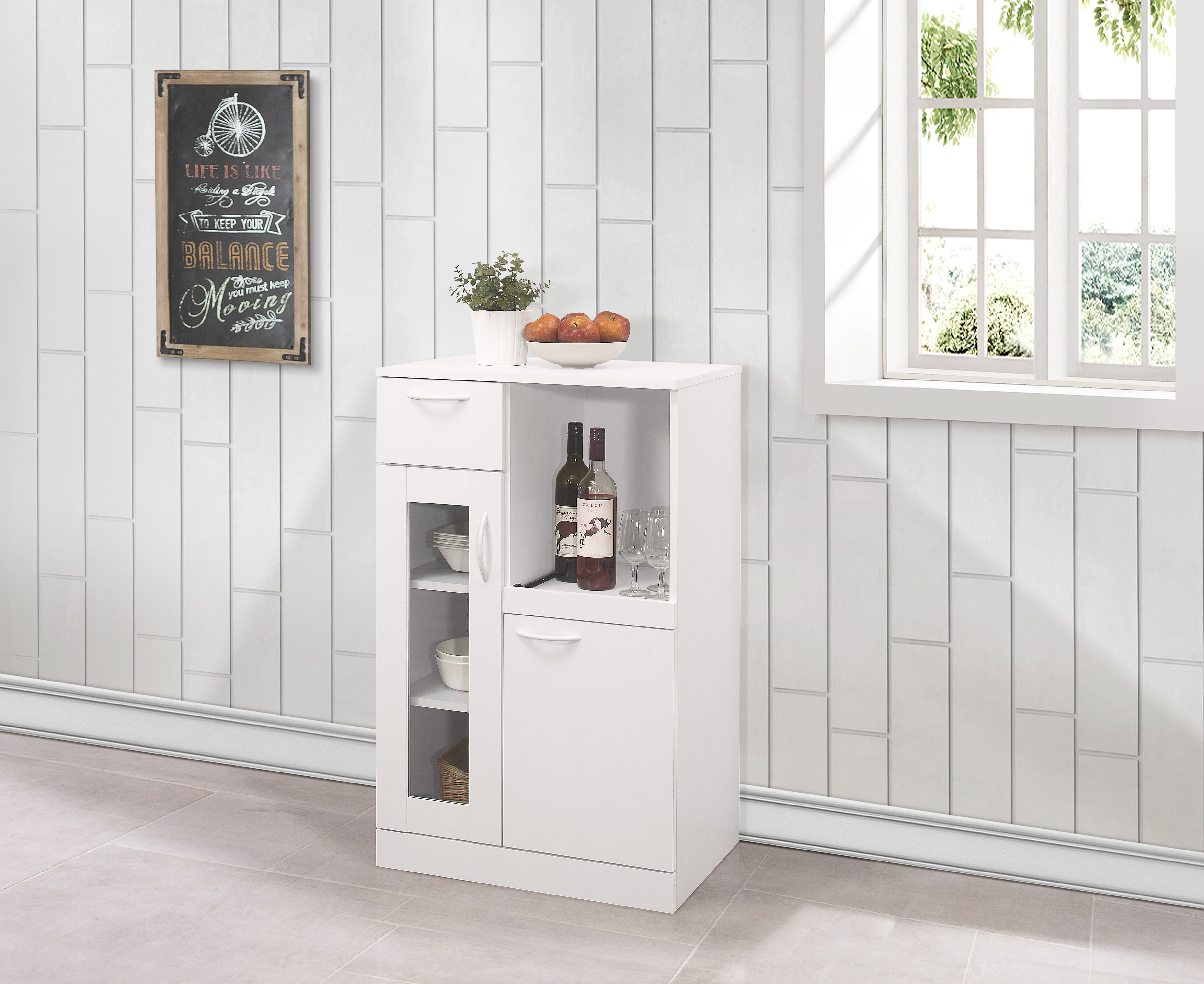 Gremlin Kitchen Storage Pantry Cabinet, White Wood & Glass ...