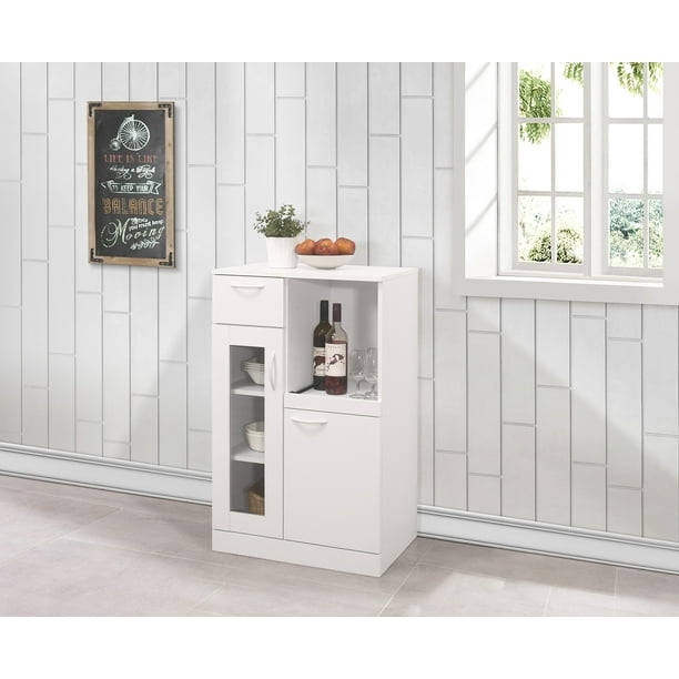 Gremlin Kitchen Storage Pantry Cabinet, White Wood & Glass ...