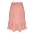 thumbnail image 4 of Women's Boho Flowy Midi Elastic High Waist Retro Pleated A-Line Flared Below Knee Skirts with Pocket, 4 of 6