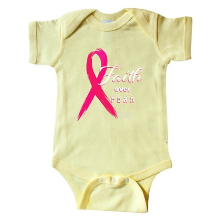 

Inktastic Faith Over Fear Breast Cancer Awareness with Pink Ribbon Gift Baby Boy or Baby Girl Bodysuit