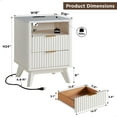 thumbnail image 3 of OKD Fluted Nightstand Set of 2 with Charging Station, Modern Side Table with Faux Marble Top, 2 Drawers End Table w/Storage, Bedside Table for Bedroom, Living Room, Solid White, 3 of 8
