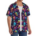 thumbnail image 2 of Kdxio Men's Hawaiian Shirt for Men Short Sleeve Shirt mushroom Skull star Summer Casual Holiday Beach Button Down T-Shirts, 2 of 5