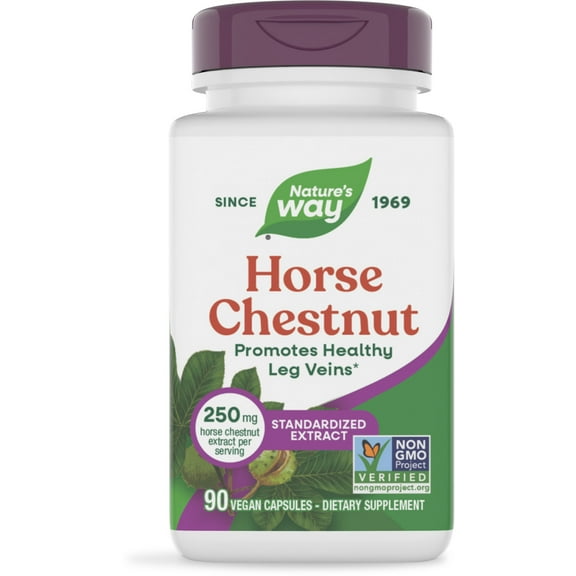 Nature's Way Horse Chestnut Capsules, Promotes Healthy Leg Veins*, 250 mg per Serving, 90 Count