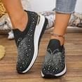 thumbnail image 2 of Womens Sparkly Butterfly Rhinestones Platform Wedge Walking Shoes Bling Fall Knit Slip on Socks Casual Tennis Work Loafer Sneakers, 2 of 7