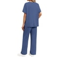 thumbnail image 5 of Fantaslook Lounge Sets for Women Casual 2 Piece Outfits Summer V Neck Short Sleeve Tops and Wide Leg Pants Pajamas Sets, 5 of 10