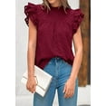 thumbnail image 5 of FreshPretty Casual Summer Tops for Women Short Ruffle Sleeves Shirts Crew Neck Hollow Out Lace Embroidered Blouses, 5 of 6