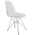 thumbnail image 3 of LeisureMod 5-Piece Dining Set 35" Round Dining Table with MDF Tabletop in White Iron 4 ABS Plastic Side Chair with Chrome Eiffel Base for Modern Home, Kitchen Bristol Series in Clear, 3 of 10