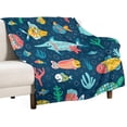 thumbnail image 4 of Ocean Fish Blanket Ocean Animals Gifts for Girls Women Ocean Animal Throw Blanket for Kids Adults Soft Warm Cozy Fleece Blanket for Couch Sofa \u200bBed 40"x50", 4 of 6
