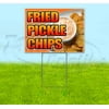 Fried Pickle Chips (18" x 24") Yard Sign, Includes Metal Step Stake