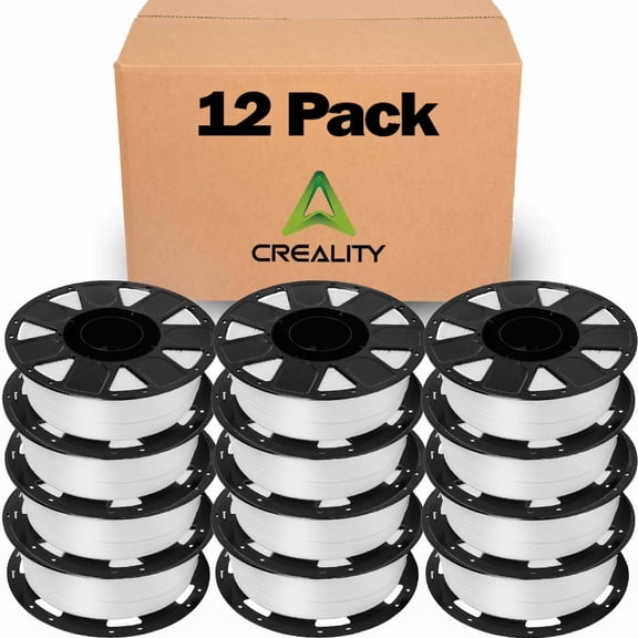 Creality Ender PLA Filament 1.75mm 12 Roll Bundle - White - No-Tangle, Eco-Friendly, Strong Bonding, Universal 3D Printer Fit - 12 Units Per Pack