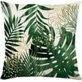 thumbnail image 3 of Green Tropical Palm Leaves Linen Throw Pillow Covers Set of 4 Tropical Leaves Decoration 18x18 Inches Leaves Throw Pillow Covers for Sofa Couch Home Decoration, 3 of 5