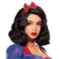 thumbnail image 1 of Peluca para cosplay blanca como la nieve, corta y rizada, con diadema con lazo rojo, 1 of 1